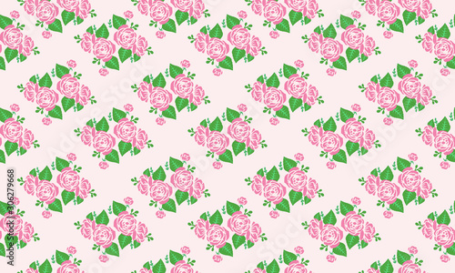 Style floral pattern background, pink rose flower art.