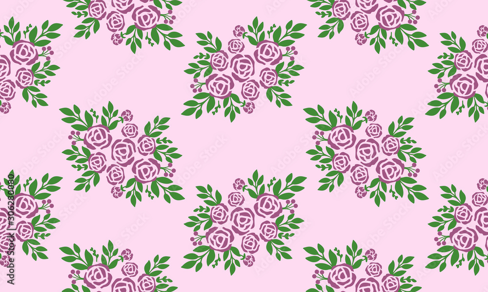 Seamless floral pattern with purple rose flower background.