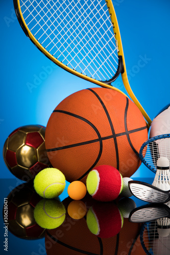 Sports balls with equipment, Winner background