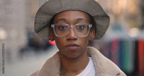 Photography Young black woman in city smile happy face
