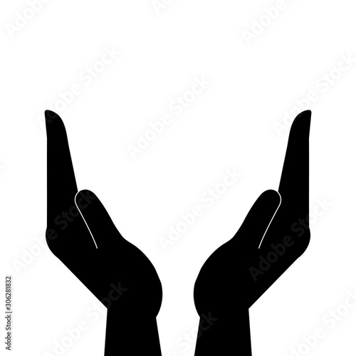 silhouette of hands receiving human isolated icon vector illustration design