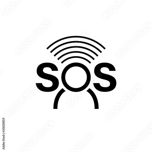Vector SOS icon of international distress signal in wireless telegraphy on a white background.