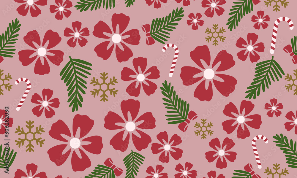 Red flower ornament, leaves, floral pattern christmas wallpaper. Red flower ornament, leaves, floral pattern christmas wallpaper.