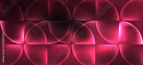 Neon glowing techno lines, hi-tech futuristic abstract background. Template with abstract shapes in dark space