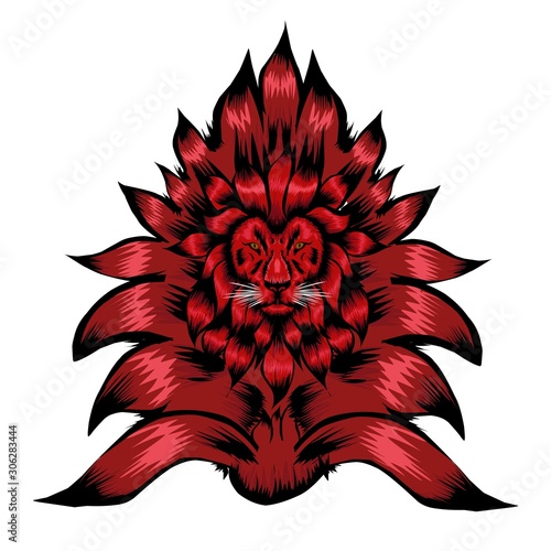 red lion isolated on white background