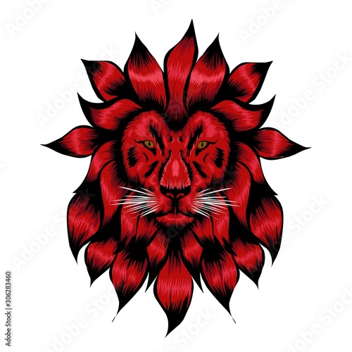 red lion on white background
