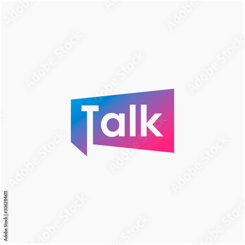 lettering talk with bubble element. talk, speak and chat concept. Chat vector logotype design template. bubble talk negative space logo vector sign symbol illustration. -vector