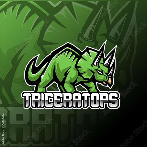 Triceratops esport mascot logo design