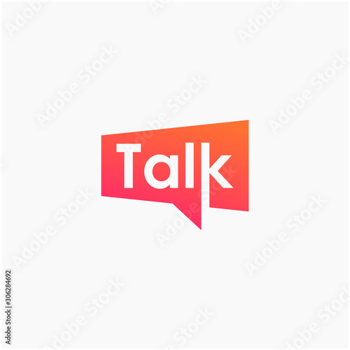 lettering talk with bubble element. talk, speak and chat concept. Chat vector logotype design template. bubble talk negative space logo vector sign symbol illustration. -vector