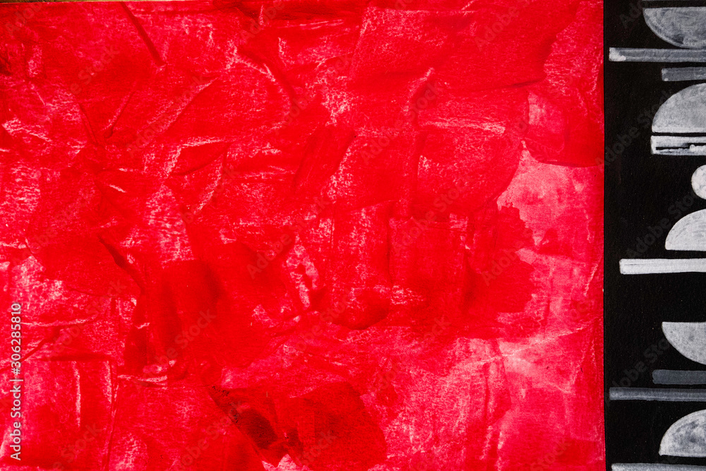 Abstract background red hand drown composition and white lines on dark background. Abstract background red hand drown composition and white lines on dark background.