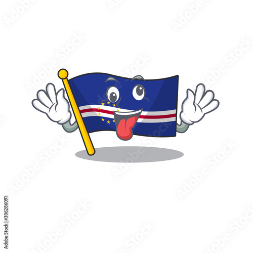 Mascot illustration of crazy expression flag cape verde Cartoon character design