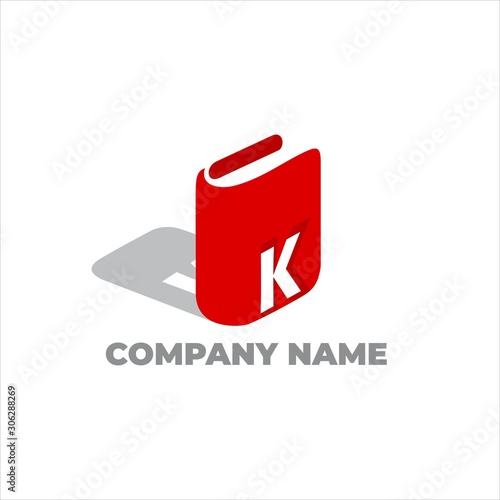 K BOOK LOGO for book store, library, or geek community