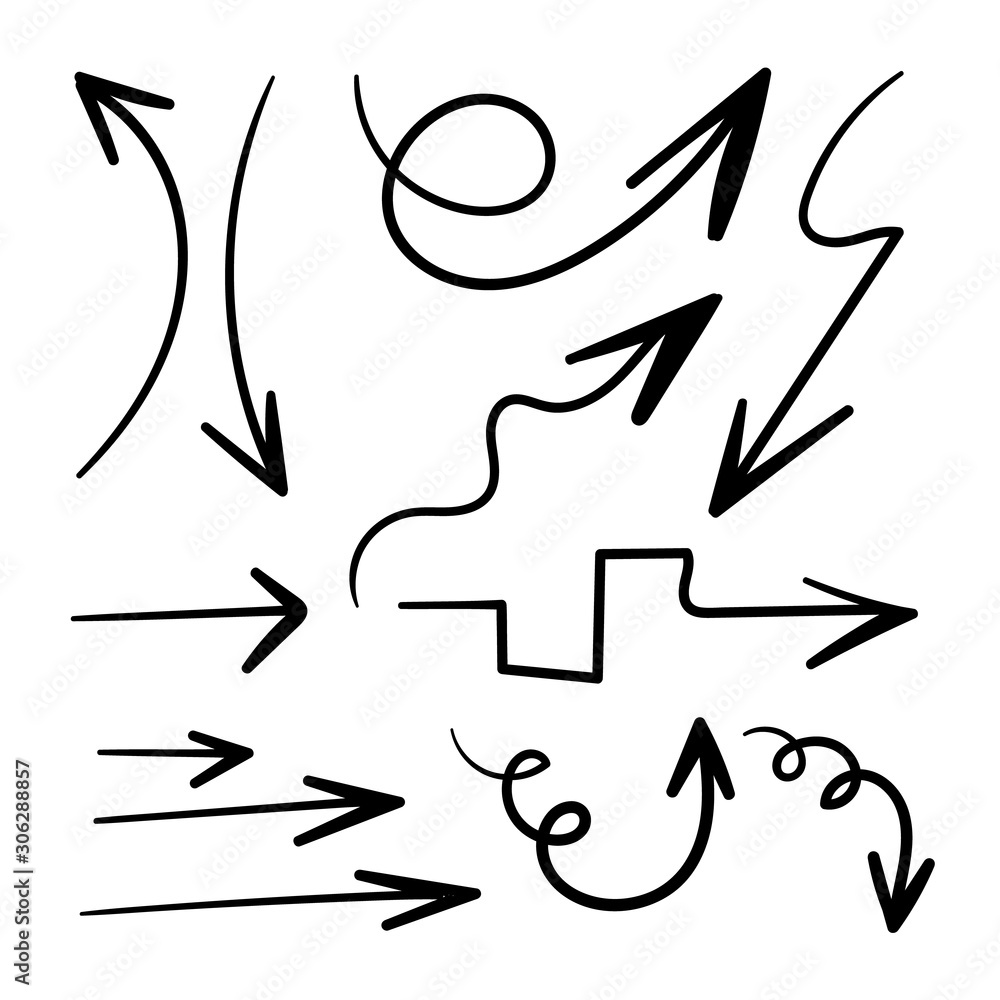 hand drawn and doodle arrows vector set hand drawn and doodle arrows vector set