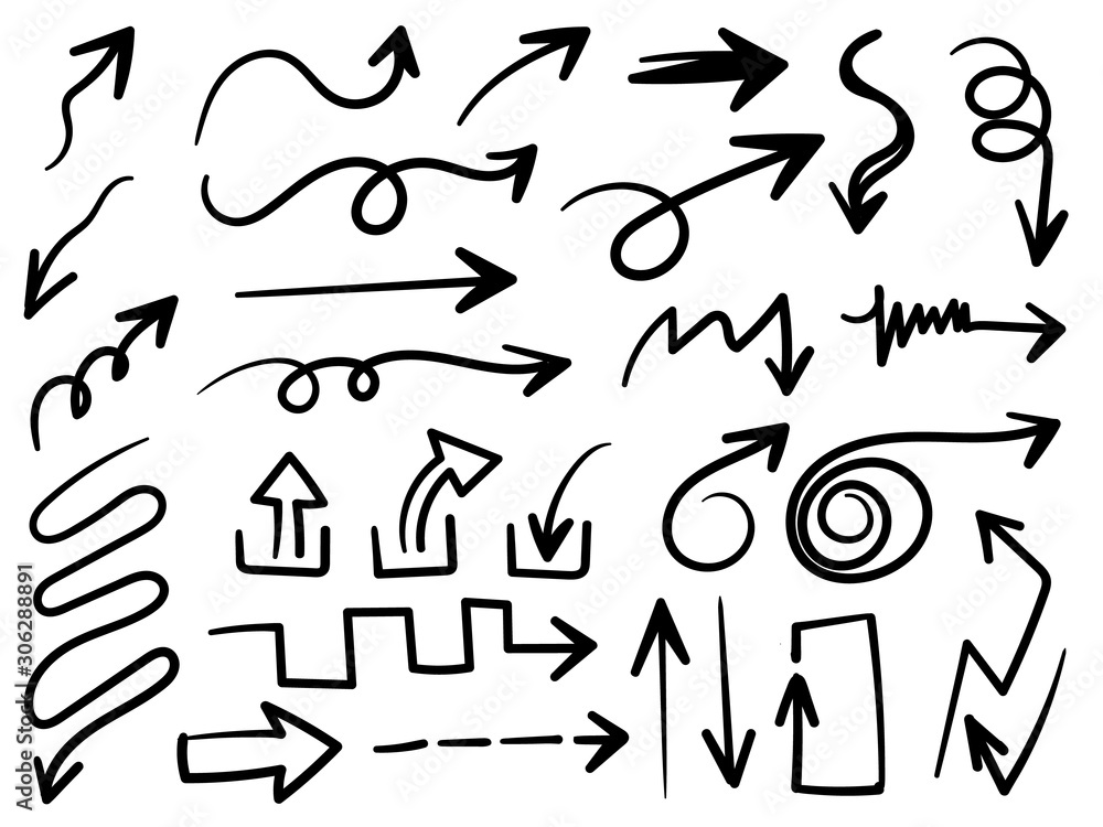 hand drawn and doodle arrows vector set hand drawn and doodle arrows vector set