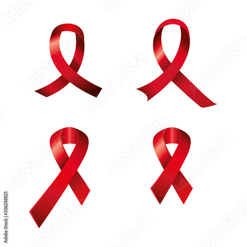 set of aids day awareness ribbons isolated icon vector illustration design