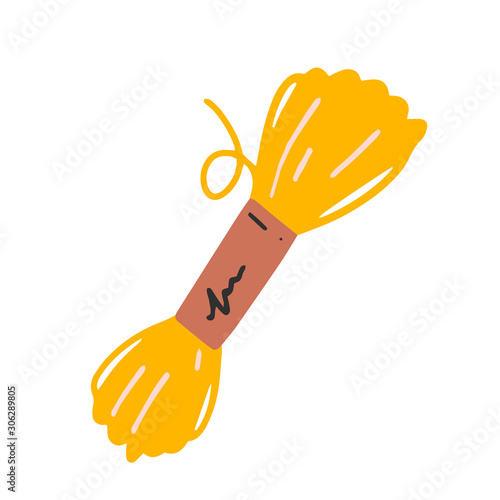 skein of thread doodle. Hand drawn illustration. Craft drawn isolated element. Vector clip art, good as icon or logotype