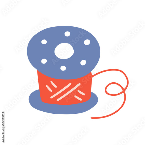 Sewing machine bobbin doodle. Hand drawn illustration. Craft drawn isolated element. Vector clip art