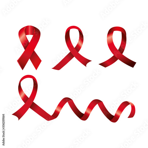 set of aids day awareness ribbons isolated icon vector illustration design
