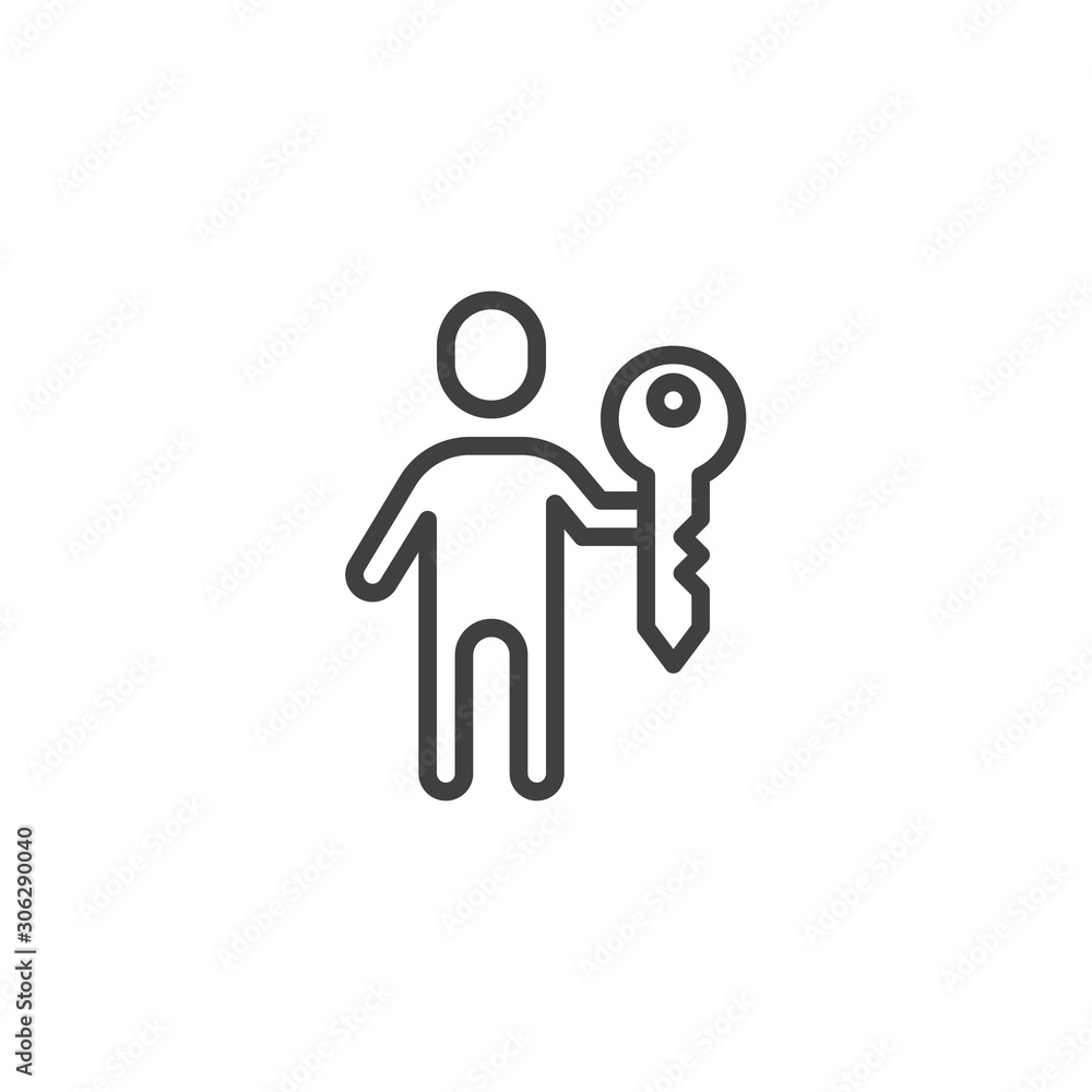 User login password line icon. linear style sign for mobile concept and web design. Personal user key outline vector icon. Symbol, logo illustration. Vector graphics User login password line icon. linear style sign for mobile concept and web design. Personal user key outline vector icon. Symbol, logo illustration. Vector graphics