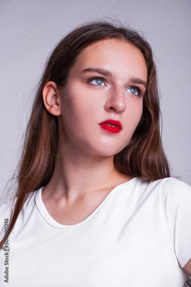 Close up portrait of pretty young brunette girl Close up portrait of pretty young brunette girl