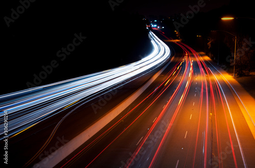 Car Light Trails on Road