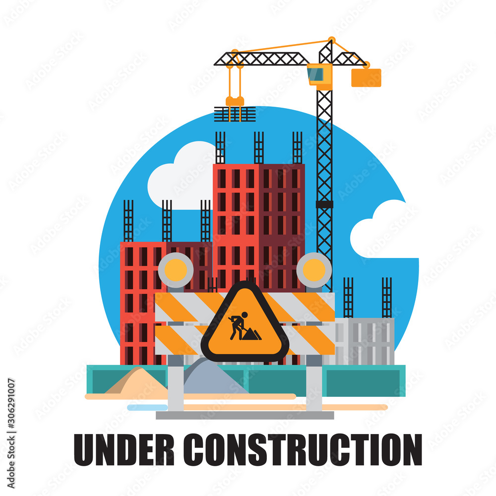 Obraz premium Building under Construction site background concept ,infographics Construction , Vector illustration cartoon character design.