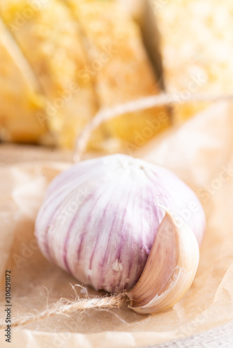 garlic with a slice of bread