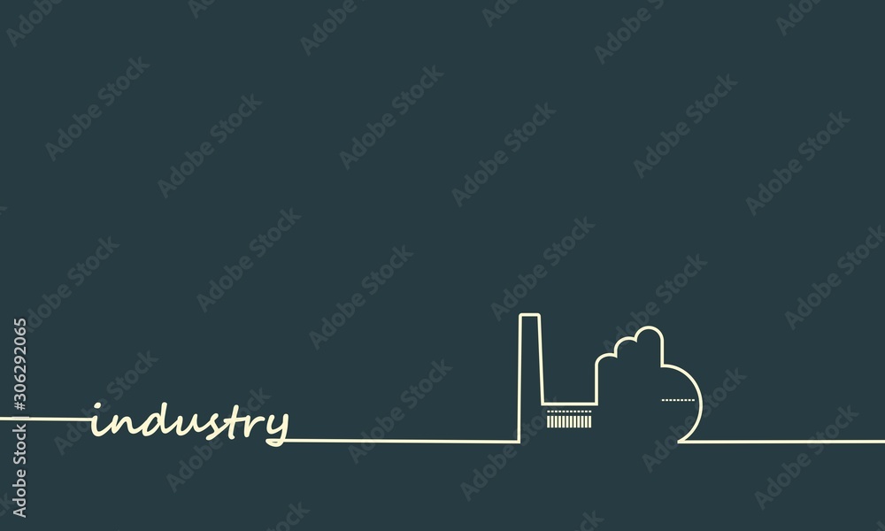An outline of a factory. Line art industry concept
