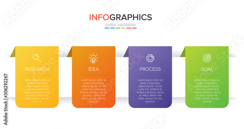 Infographic design with icons and 4 options or steps. Thin line vector. Infographics business concept. Can be used for info graphics, flow charts, presentations, web sites, banners, printed materials.