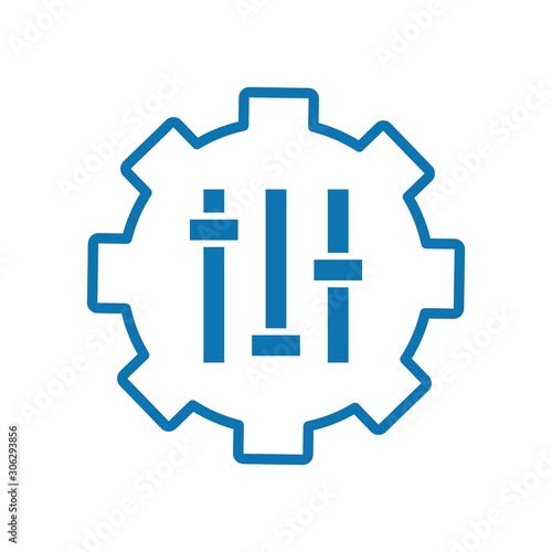 Technical Management. Control, settings work of the mechanism enterprise. Vector linear icon on a white background.