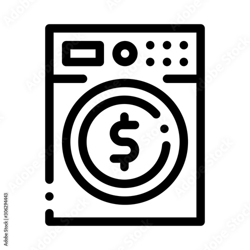 Money Laundering Washing Machine Icon Vector. Outline Money Laundering Washing Machine Sign. Isolated Contour Symbol Illustration