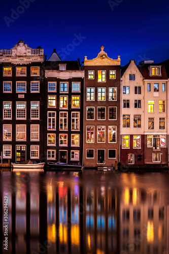 Damrak Amsterdam at twilight