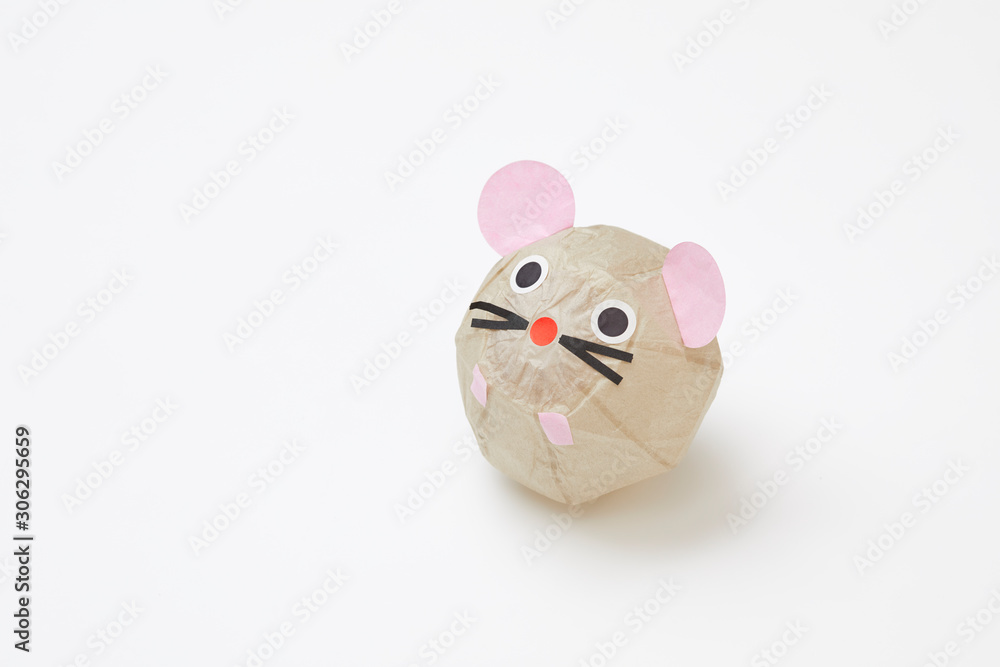 Mouse paper balloon. 2020 New Year card Mouse paper balloon. 2020 New Year card