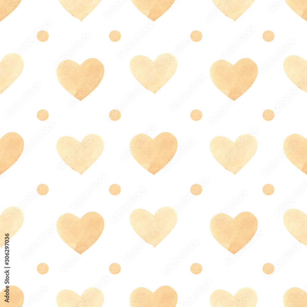 Seamless pattern Watercolor Valentine yellow pastel Heart Clipart Valentines day colorful pastel hearts, trendy, spring, love, wedding, romantic,  digital paper