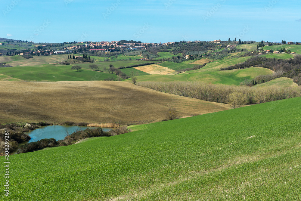 Tuscany landscape in spring, Orcia Valley, Italy	