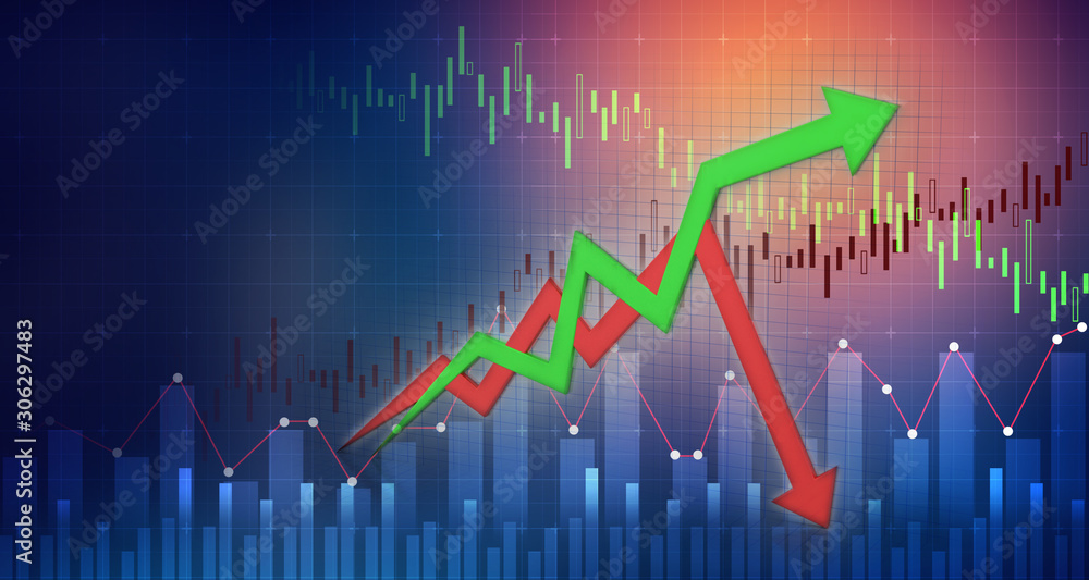 3d illustration inflation and deflation graph 3d illustration inflation and deflation graph