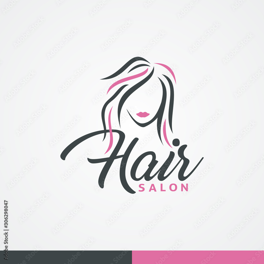 Creative Illustration Beauty Women And Hair For Hair Salon Logo Design Creative Illustration Beauty Women And Hair For Hair Salon Logo Design