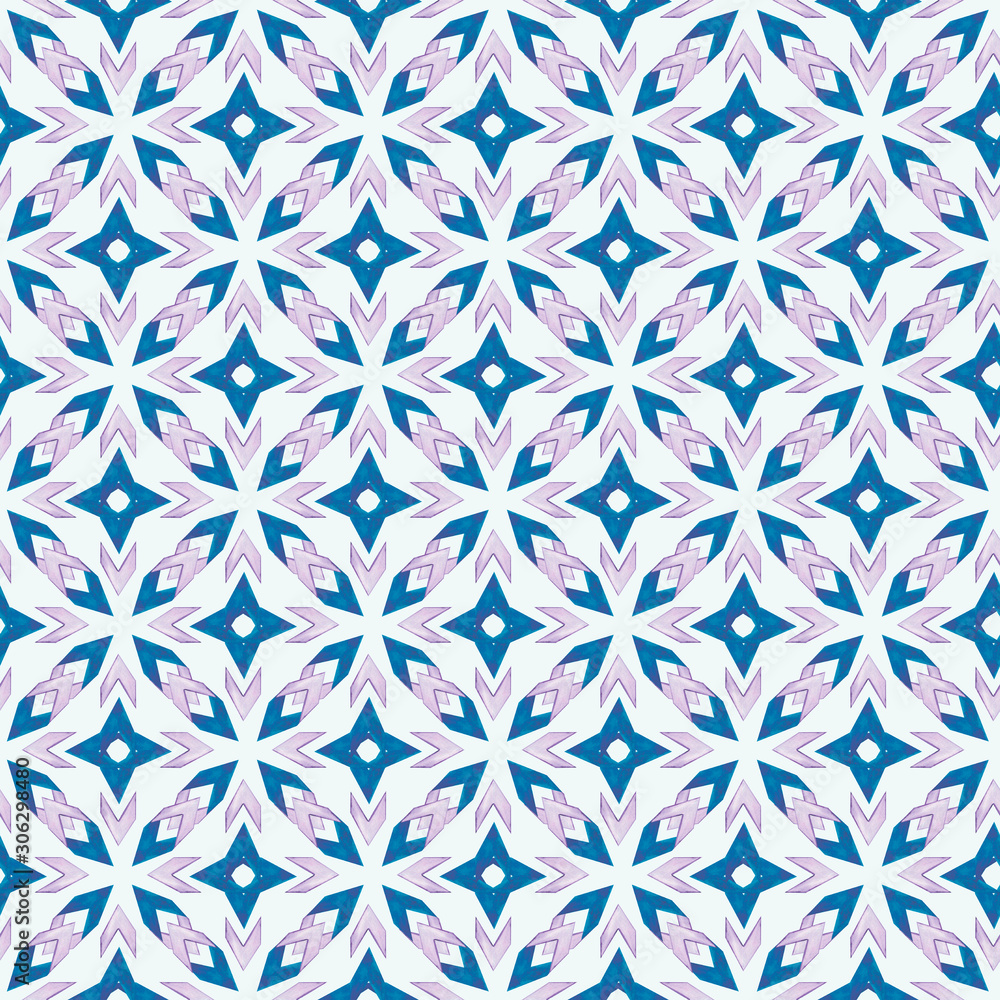 Pattern of watercolor snowflakes drawn by hand. For the design of clothes, fabrics, textiles, covers, scrapbooking, greeting cards, wrapping paper, poster