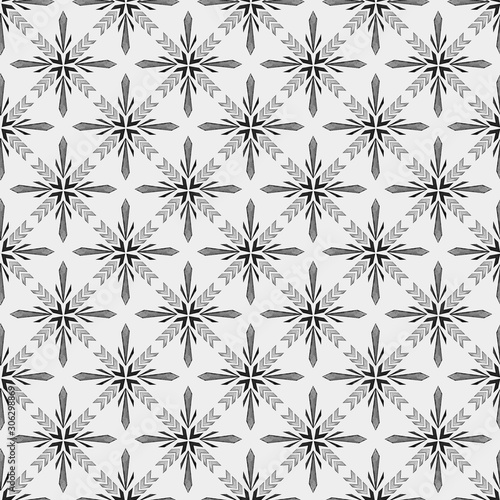 Pattern of watercolor snowflakes drawn by hand. For the design of clothes, fabrics, textiles, covers, scrapbooking, greeting cards, wrapping paper, poster © Margarita