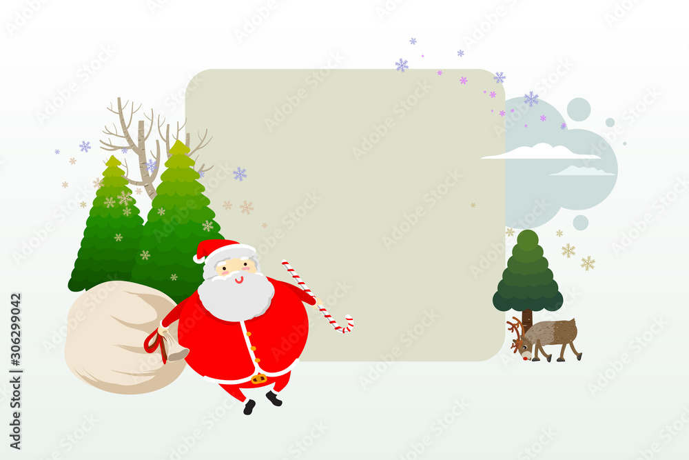 Santa Claus card template with blank space for text copy. Christmas invitaion card template