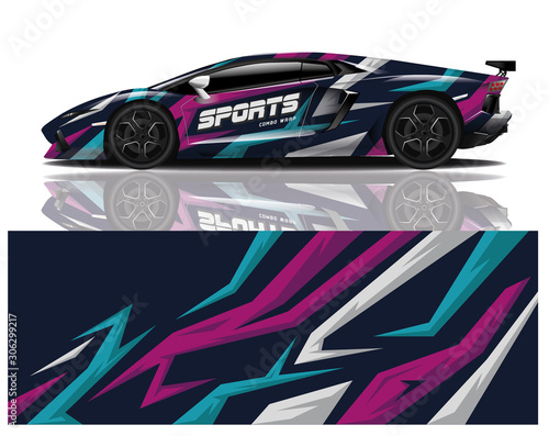 sport car decal wrap design vector