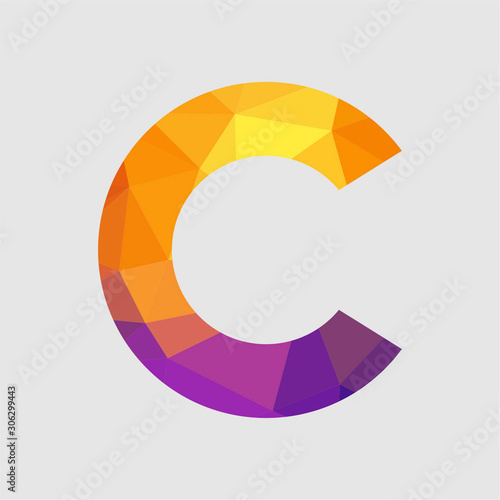 initial C business logo icon template. low poly style