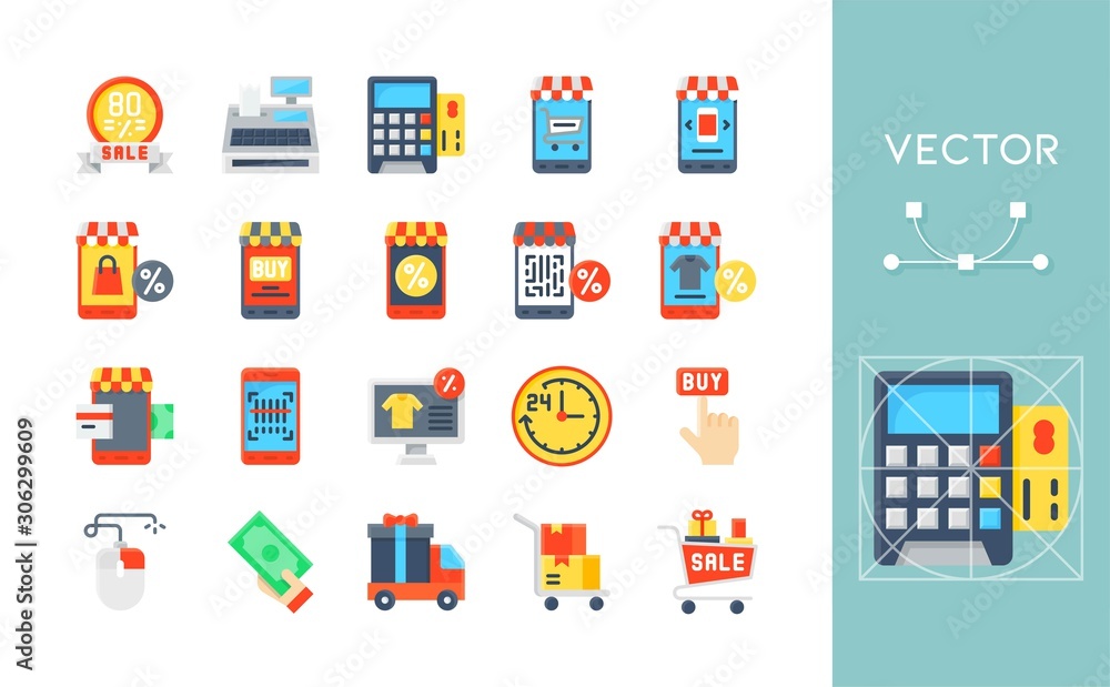 Black friday related flat vector icon set