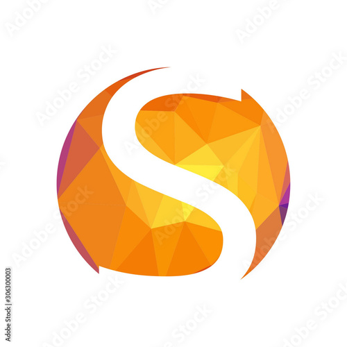 letter S logo with low poly concept. Flat Vector illustration