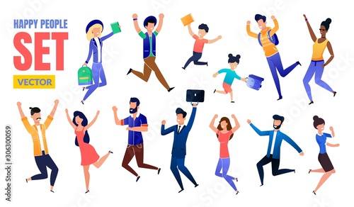 Happy People Flat Multinational Characters Set