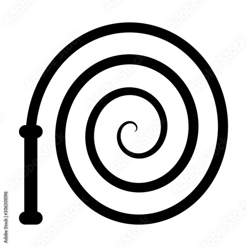 Whip or bullwhip in a spiral flat vector icon for apps and websites