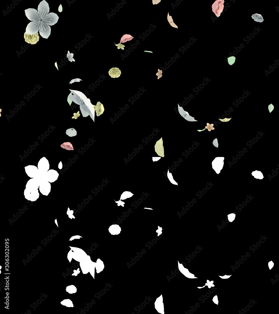 3D illustration of a paper flower flow with alpha layer 3D illustration of a paper flower flow with alpha layer