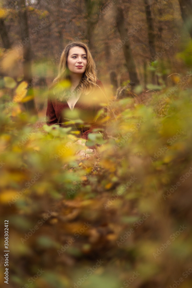 Girl in the forest. Autumn. One person Girl in the forest. Autumn. One person