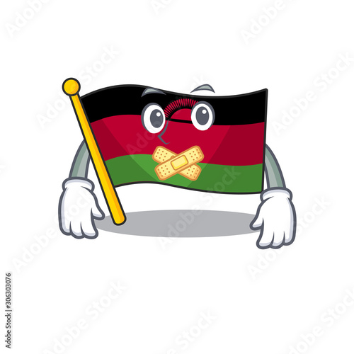 Flag malawi mascot cartoon character style making silent gesture