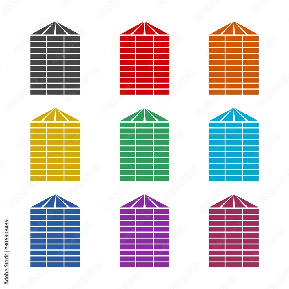 Silo color icon set isolated on white background Silo color icon set isolated on white background